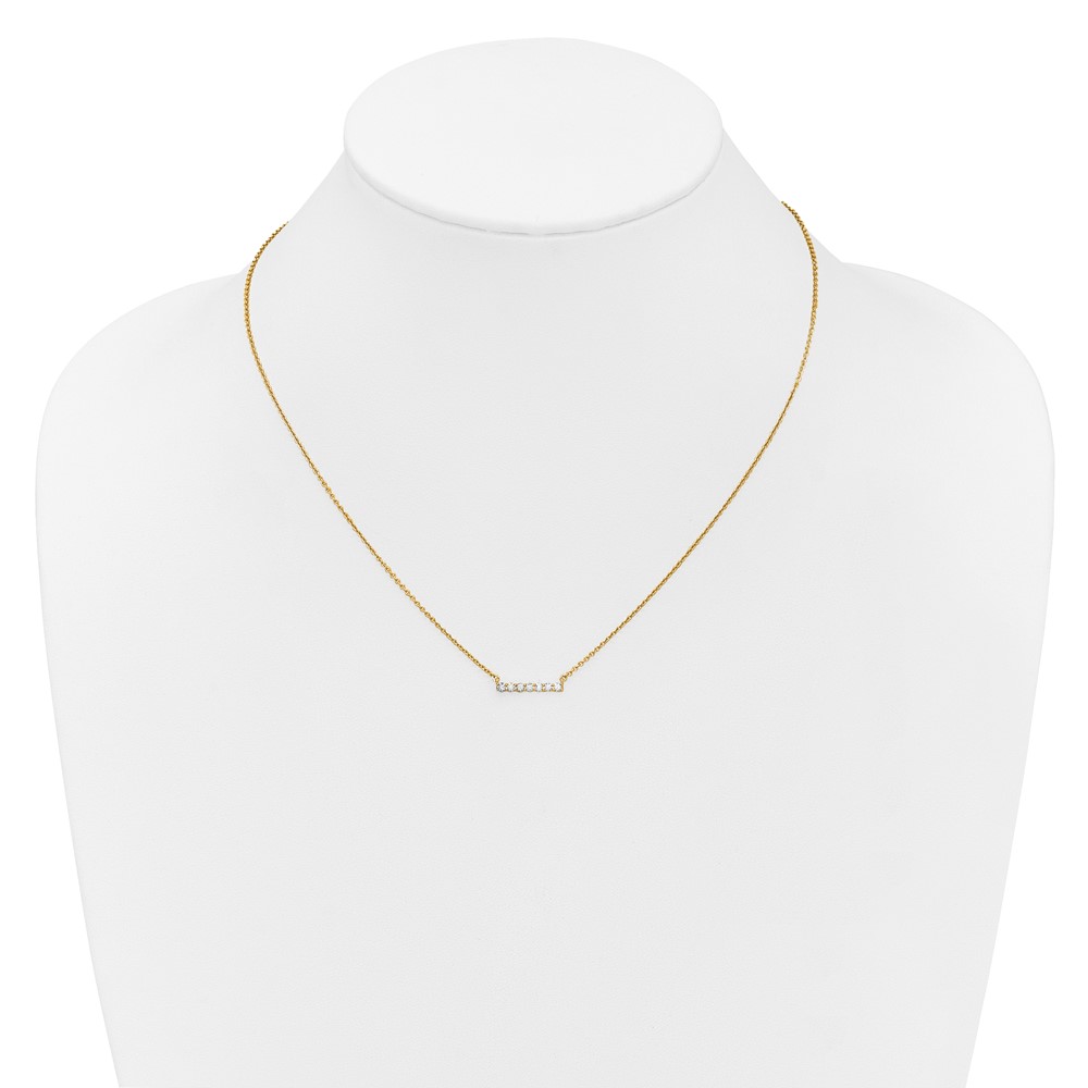 14k Polished 1/4 carat Diamond Bar 18 inch Necklace (PM3738-025-YA)