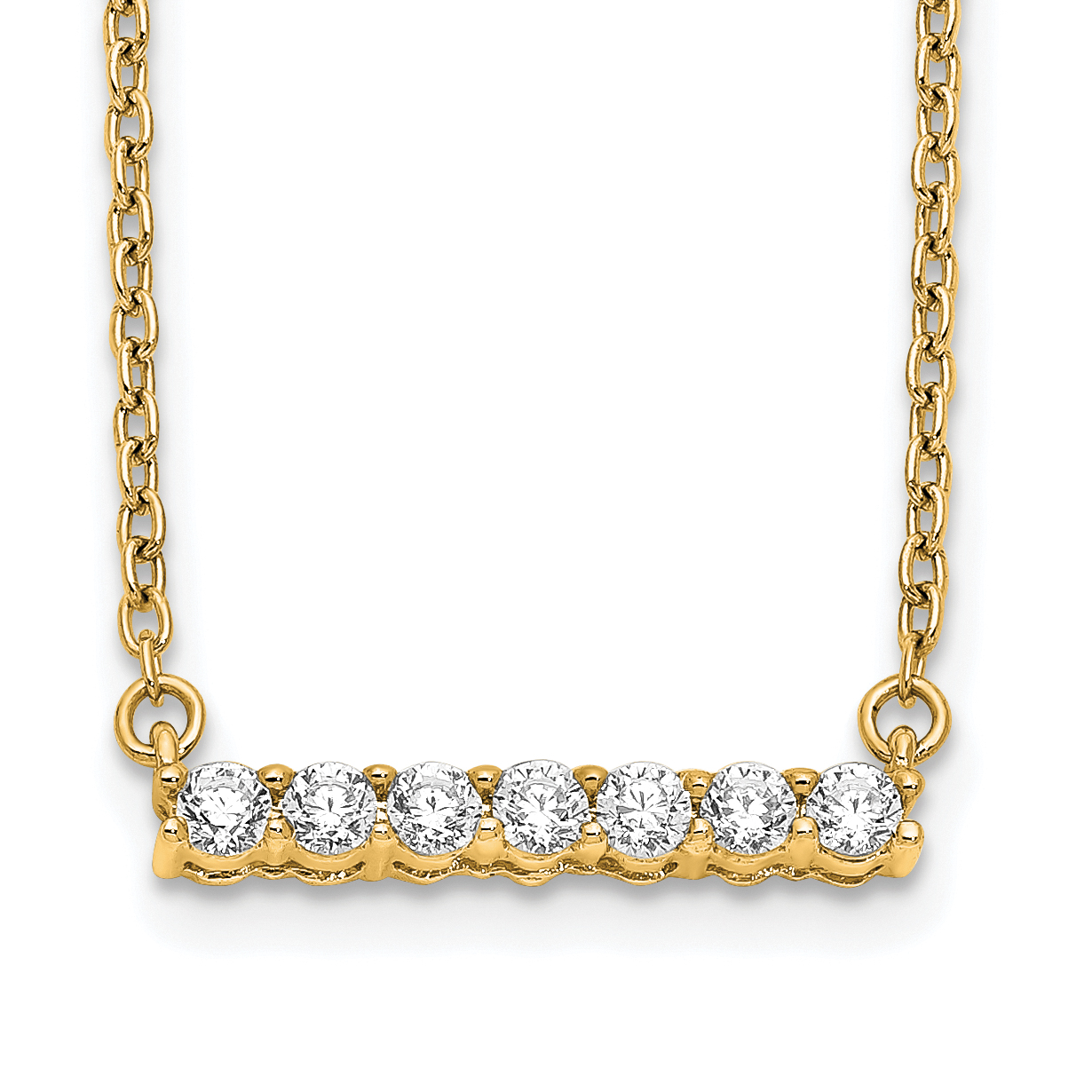 14k Polished 1/4 carat Diamond Bar 18 inch Necklace (PM3738-025-YA)