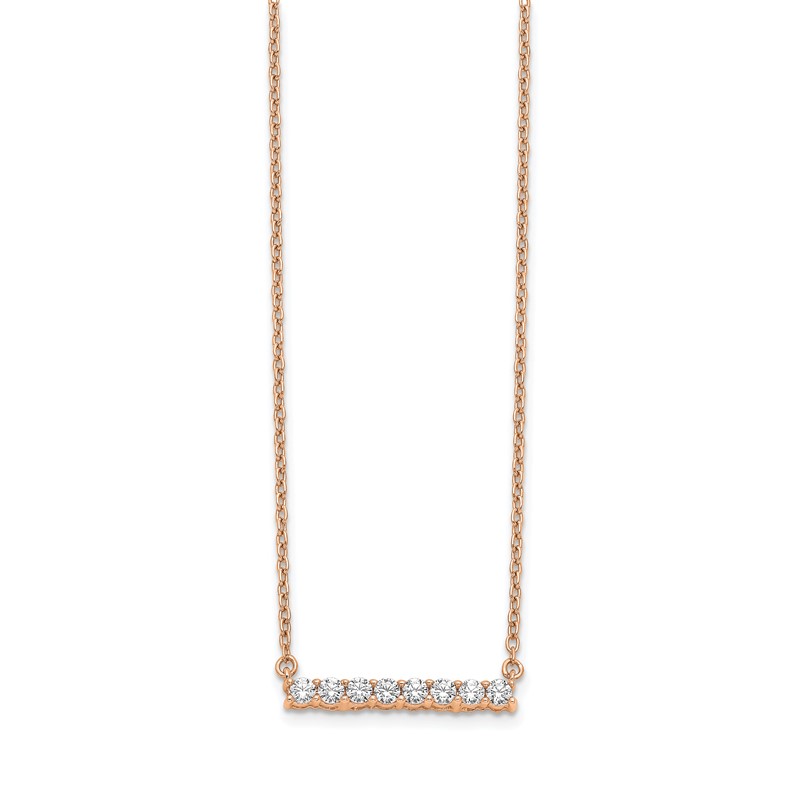 14k Rose Gold 1/3 carat Lab Grown Diamond VS/SI+ G+ Complete 18 inch Bar Necklace