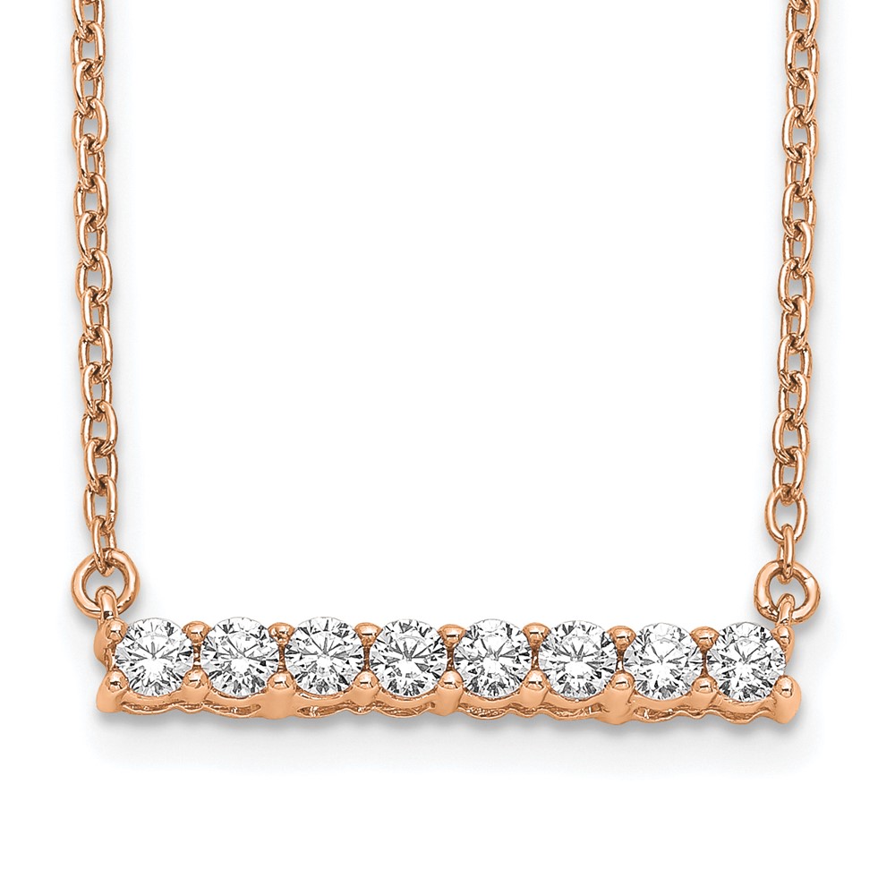14K Rose Gold 0.33 Carat Lab Grown Diamond VS SI+ G+ Complete Bar Necklace, 18"