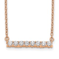 14K Rose Gold 0.33 Carat Lab Grown Diamond VS SI+ G+ Complete Bar Necklace, 18" view 1