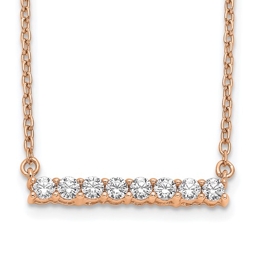 14K Rose Gold 0.33 Carat Lab Grown Diamond VS SI+ G+ Complete Bar Necklace, 18"
