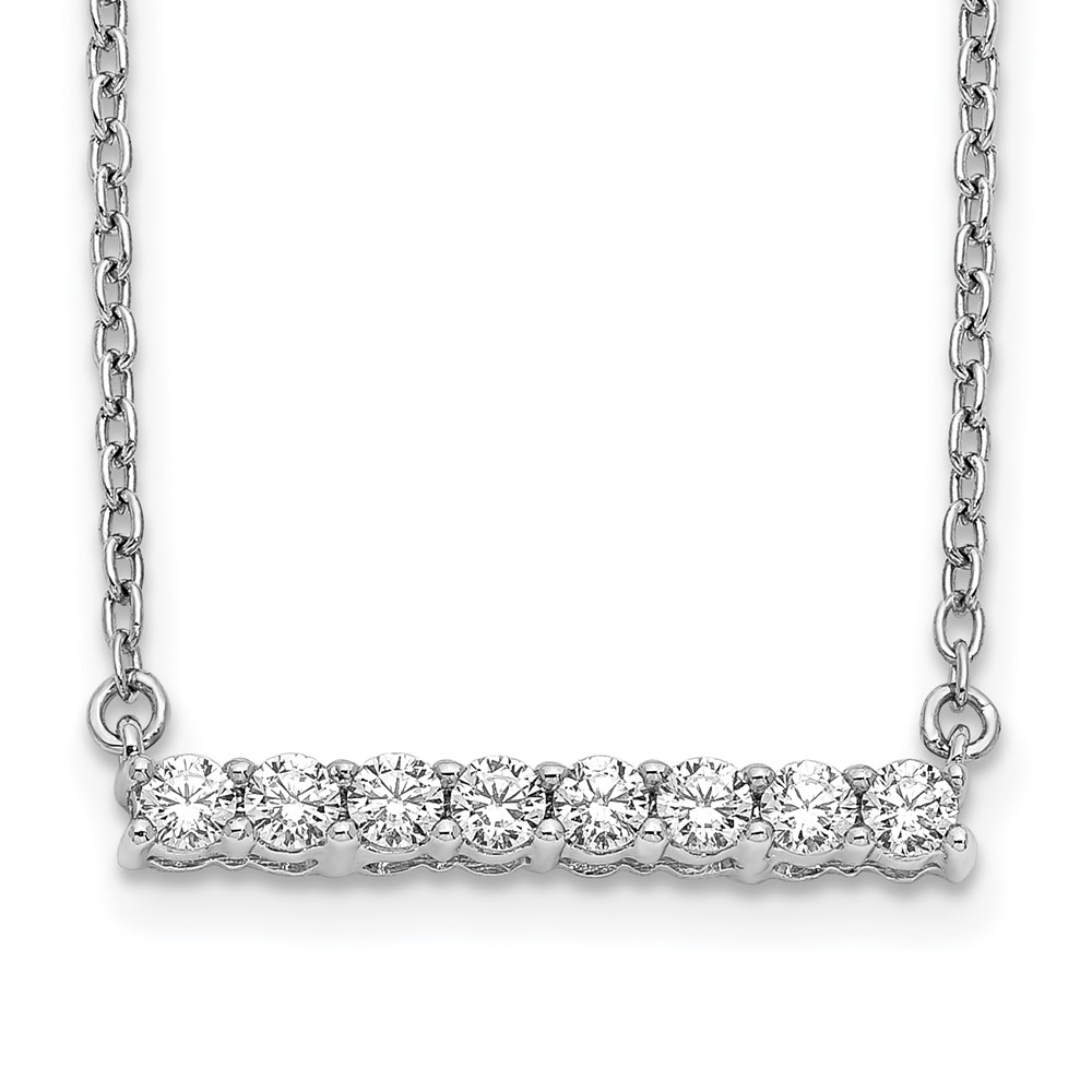 14K White Gold 0.33 Carat Lab Grown Diamond VS SI+ G+ Complete Bar Necklace, 18"