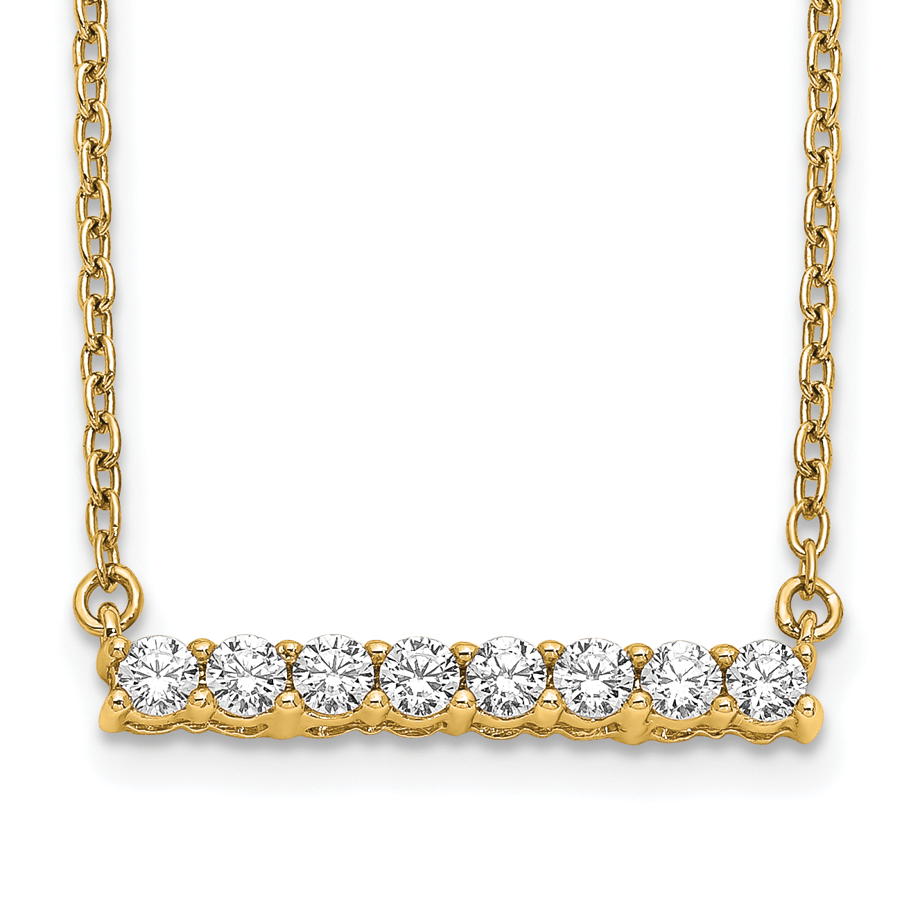14k Polished 1/3 carat Diamond Bar 18 inch Necklace (PM3738-033-YA)