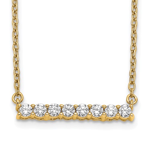 14K Yellow Gold 0.33 Carat Lab Grown Diamond VS SI+ G+ Complete Bar Necklace, 18"