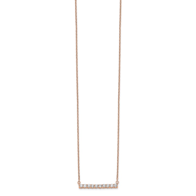 14k Rose Gold 1/2 carat Lab Grown Diamond VS/SI+ G+ Complete 18 inch Bar Necklace