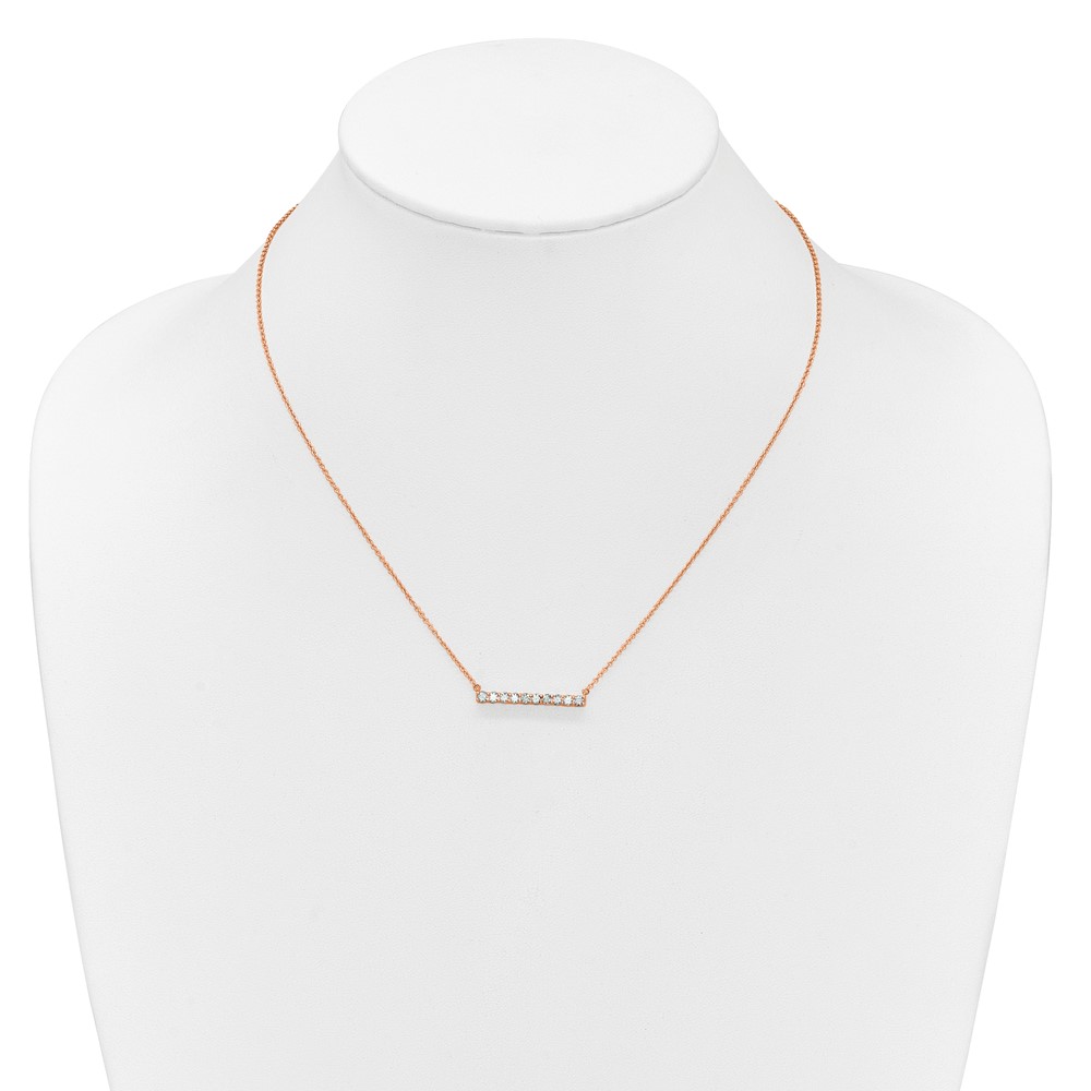 14k Rose Gold 1/2 carat Lab Grown Diamond VS/SI+ G+ Complete 18 inch Bar Necklace (PM3738-050-RLG)