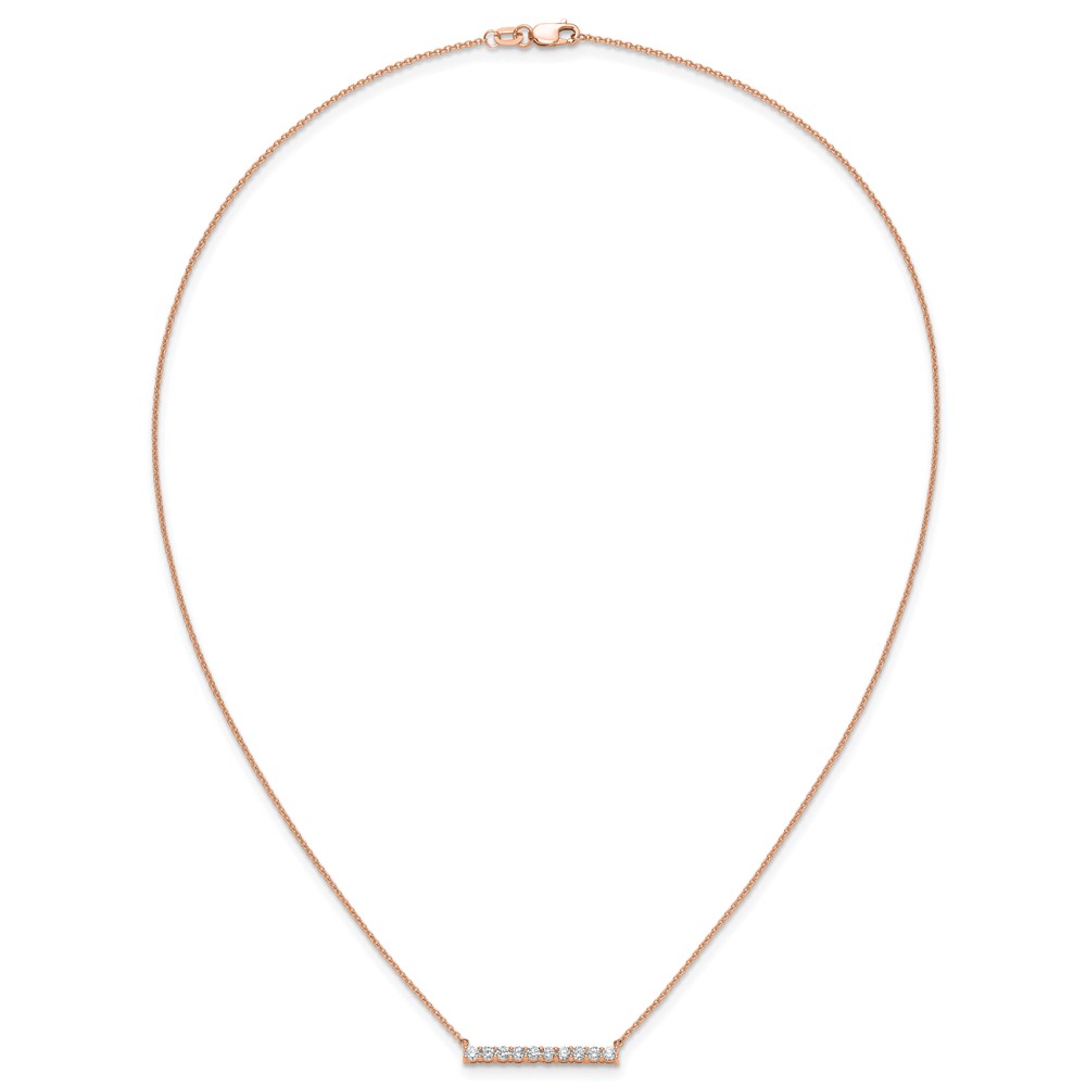 14k Rose Gold 1/2 carat Lab Grown Diamond VS/SI+ G+ Complete 18 inch Bar Necklace (PM3738-050-RLG)