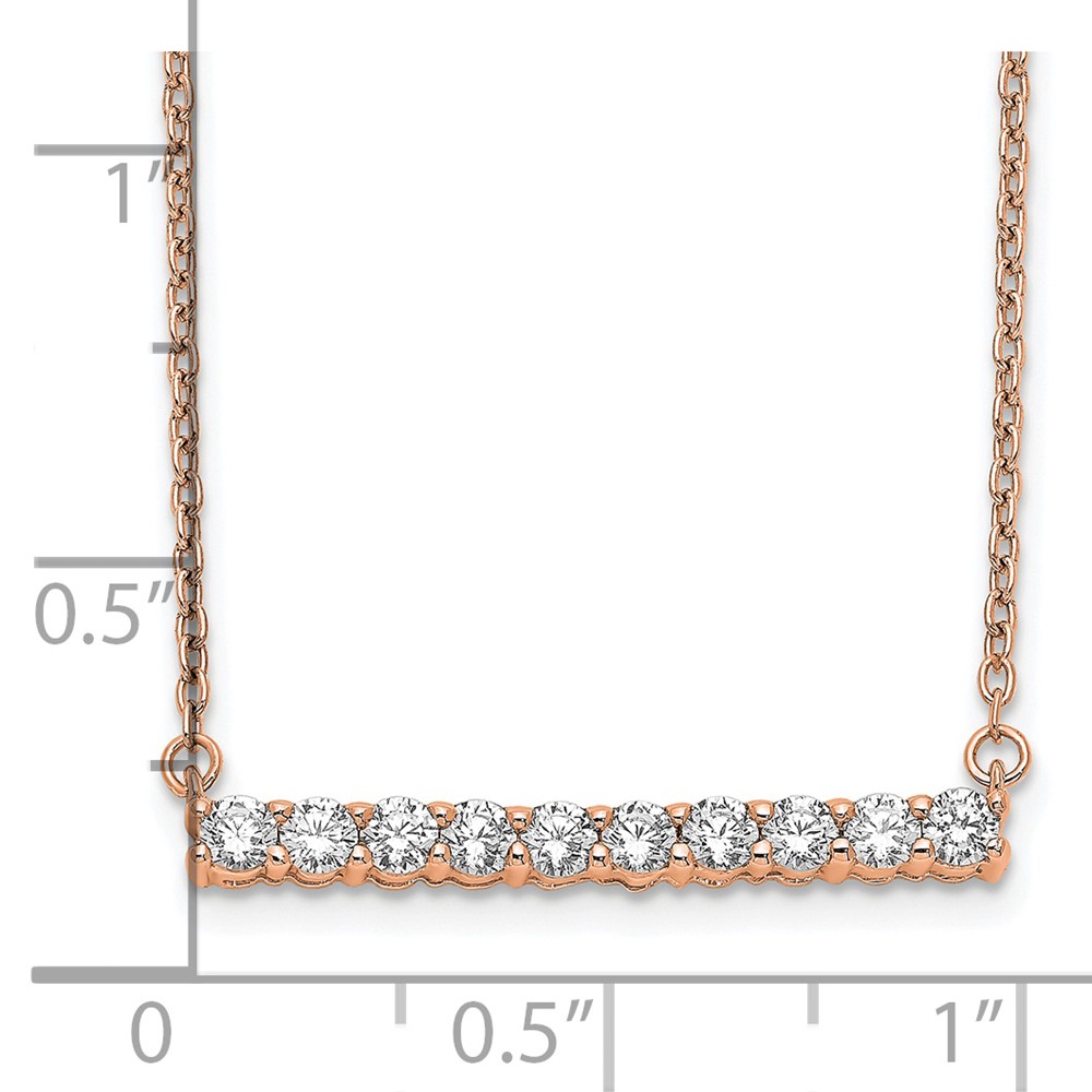 14k Rose Gold 1/2 carat Lab Grown Diamond VS/SI+ G+ Complete 18 inch Bar Necklace (PM3738-050-RLG)