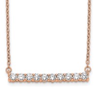 14K Rose Gold 0.50 Carat Lab Grown Diamond VS SI+ G+ Complete Bar Necklace, 18" view 1