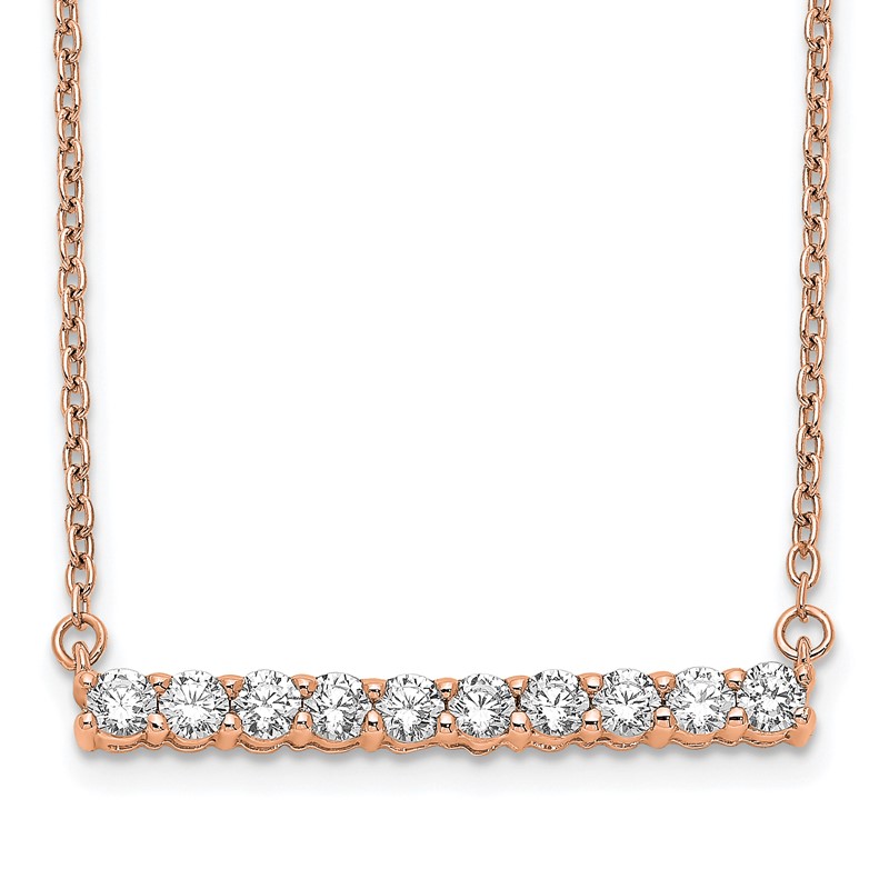 14k Rose Gold 1/2 carat Lab Grown Diamond VS/SI+ G+ Complete 18 inch Bar Necklace