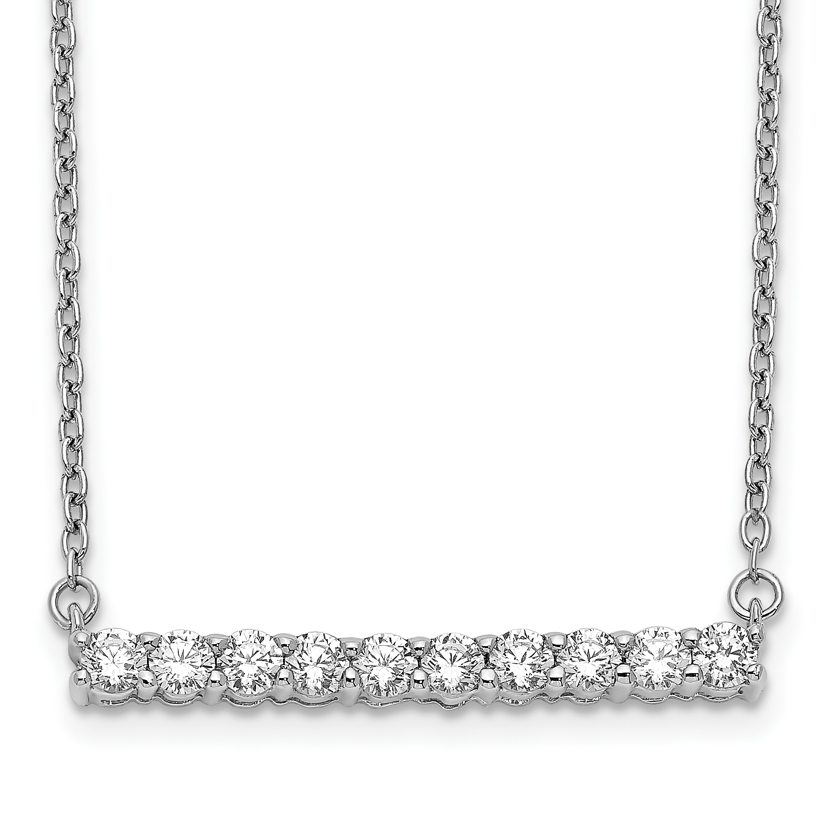 14k White Gold 1/2 carat Lab Grown Diamond VS/SI+ G+ Complete 18 inch Bar Necklace (PM3738-050-WLG)