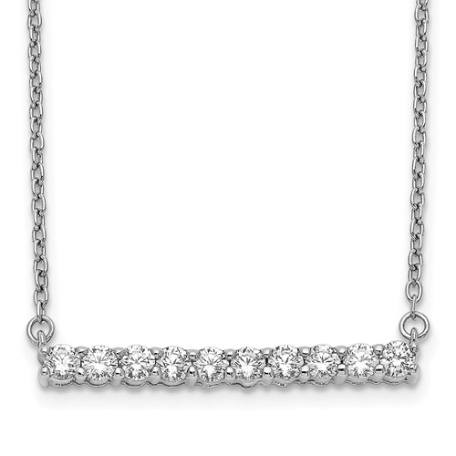 14K White Gold 0.50 Carat Lab Grown Diamond VS SI+ G+ Complete Bar Necklace, 18"
