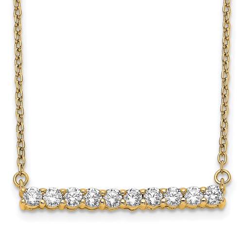 14K Yellow Gold 0.50 Carat Lab Grown Diamond VS SI+ G+ Complete Bar Necklace, 18"