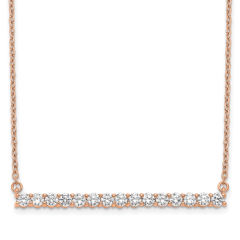 14k Rose Gold 3/4 carat Lab Grown Diamond VS/SI+ G+ 18 inch Bar Necklace