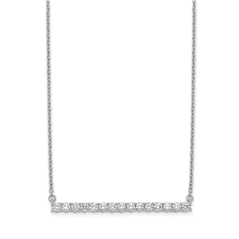 14k White Gold 3/4 carat Lab Grown Diamond VS/SI+ G+ 18 inch Bar Necklace