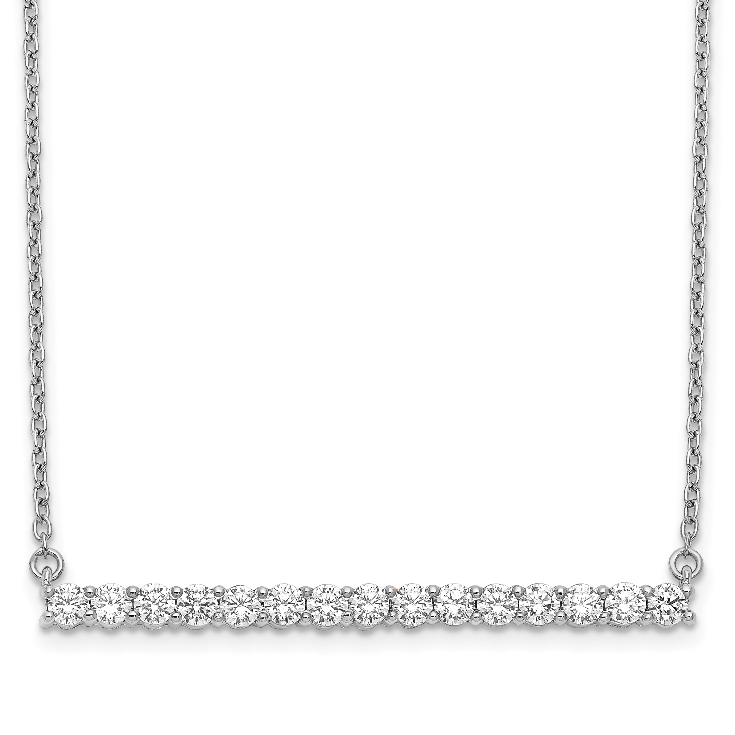 14k White Gold 3/4 carat Diamond Bar 18 inch Necklace (PM3738-075-WA)