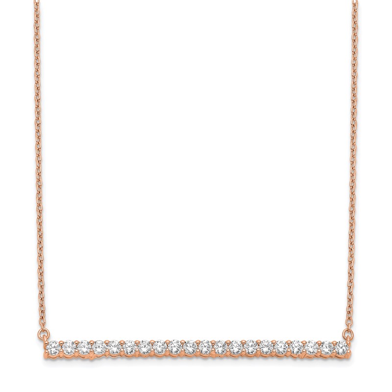 14k Rose Gold 1 carat Lab Grown Diamond VS/SI+ G+ 18 inch Bar Necklace