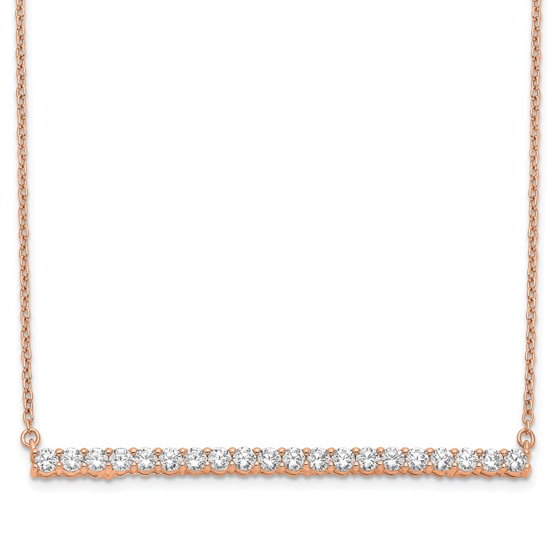 14k Rose Gold 1 carat Lab Grown Diamond VS/SI+ G+ 18 inch Bar Necklace