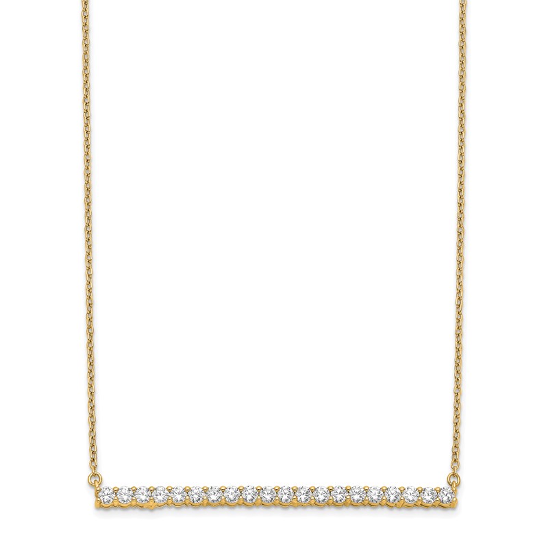14k 1 carat Lab Grown Diamond VS/SI+ G+ 18 inch Bar Necklace