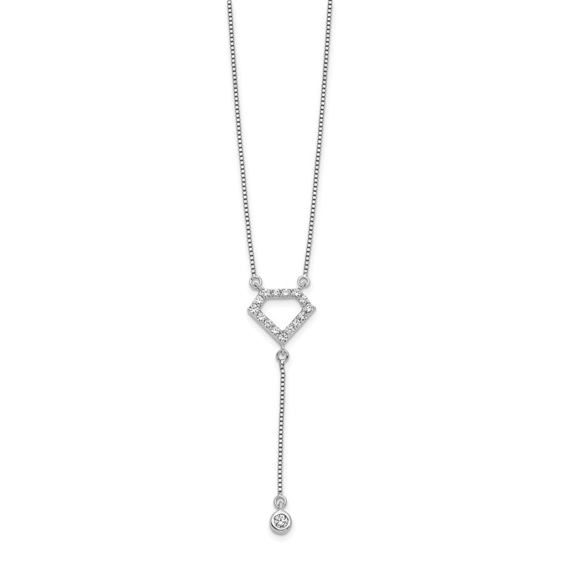 14k White Gold 1/4 carat Lab Grown Diamond VS/SI+ G+ Complete 18 inch Fashion Geometric Diamond Shape Dangle Necklace