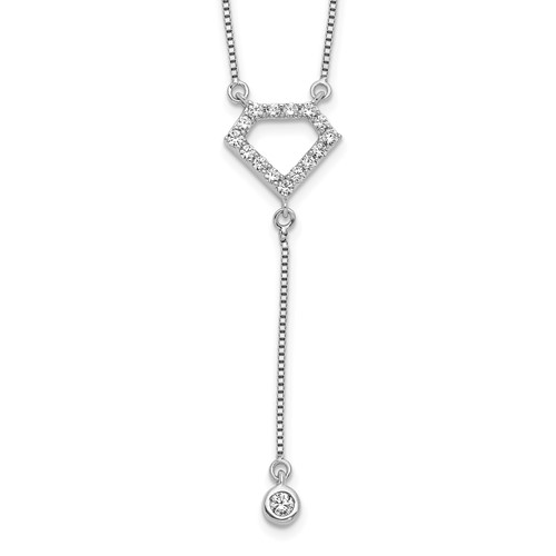 14K White Gold 0.25 Carat Lab Grown Diamond VS SI+ G+ Complete Fashion Geometric Diamond Shape Dangle Necklace, 18"