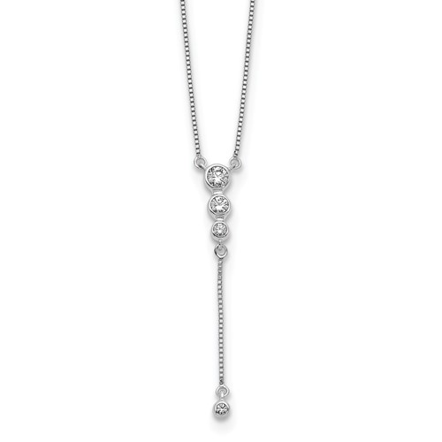 14K White Gold 0.25 Carat Lab Grown Diamond VS SI+ G+ Dangle Necklace, 17.5"