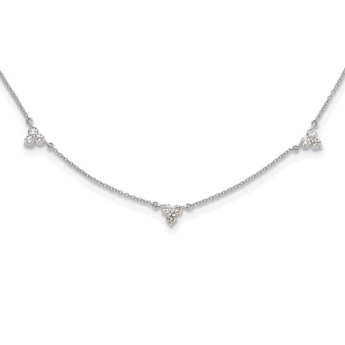 True Origin 14K White Gold 1 Carat Lab Grown Diamond VS+ F+ Complete 7 Station Necklace, 18"
