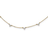 True Origin 14K Yellow Gold 1 Carat Lab Grown Diamond VS+ F+ Complete 7 Station Necklace, 18" view 1