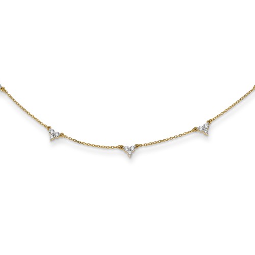 14K Yellow Gold 1 Carat Lab Grown Diamond VS SI+ G+ Seven Station Necklace, 18"