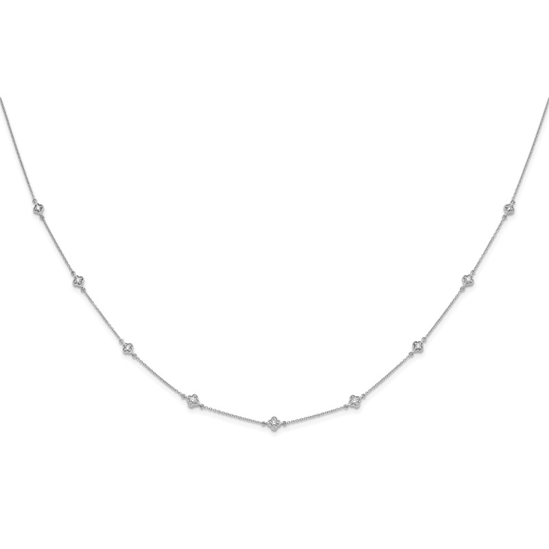 14k White Gold 1/2 carat Lab Grown Diamond VS/SI+ G+ Nine Station 18 inch Necklace