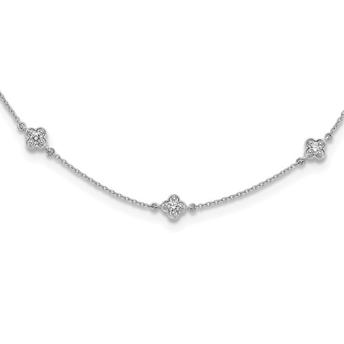 14K White Gold 0.50 Carat Lab Grown Diamond VS SI+ G+ Nine Station Necklace, 18"