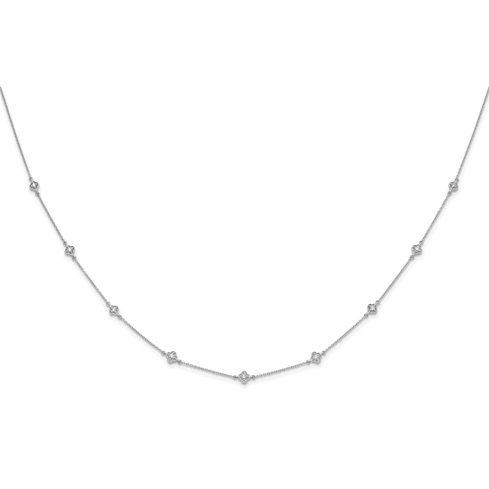 14k White Gold Complete 1/2 carat Diamond Quatrefoil Design 9-Station 18 inch Necklace (PM3753-050-WA)