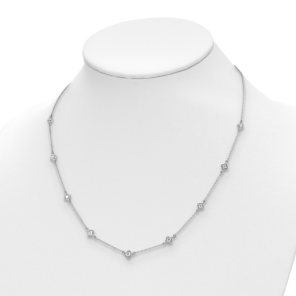 14k White Gold Complete 1/2 carat Diamond Quatrefoil Design 9-Station 18 inch Necklace (PM3753-050-WA)