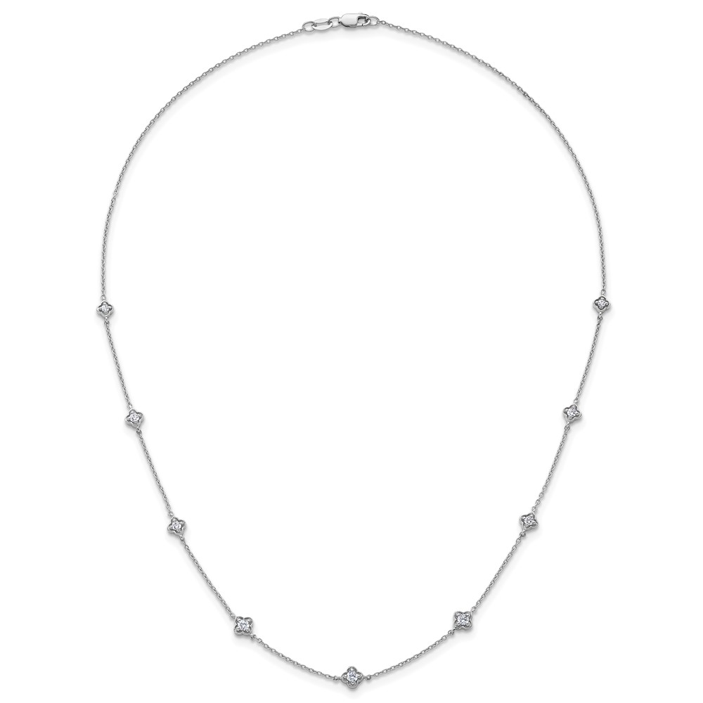 14k White Gold Complete 1/2 carat Diamond Quatrefoil Design 9-Station 18 inch Necklace (PM3753-050-WA)