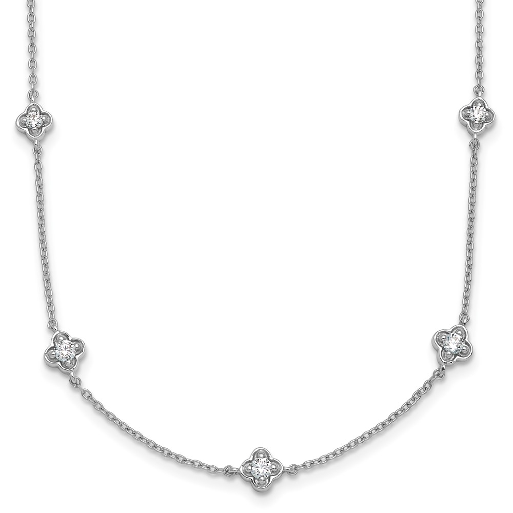 14k White Gold Complete 1/2 carat Diamond Quatrefoil Design 9-Station 18 inch Necklace (PM3753-050-WA)