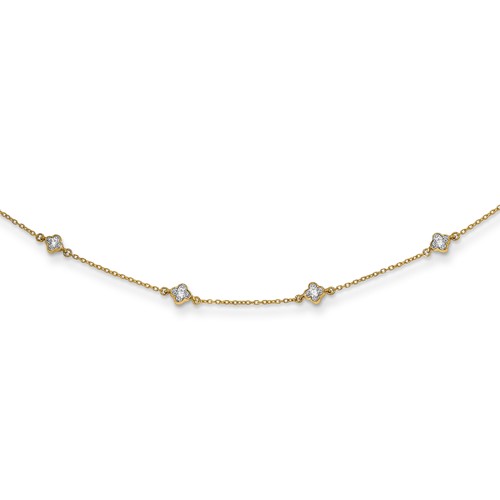 14K Yellow Gold 0.50 Carat Lab Grown Diamond VS SI+ G+ Nine Station Necklace, 18"