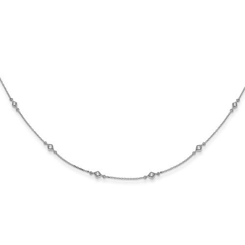 14K White Gold 0.50 Carat Lab Grown Diamond VS SI+ G+ Nine Station Necklace, 18"