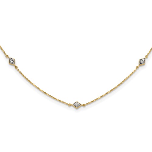 14K Yellow Gold 0.50 Carat Lab Grown Diamond VS SI+ G+ Nine Station Necklace, 18"