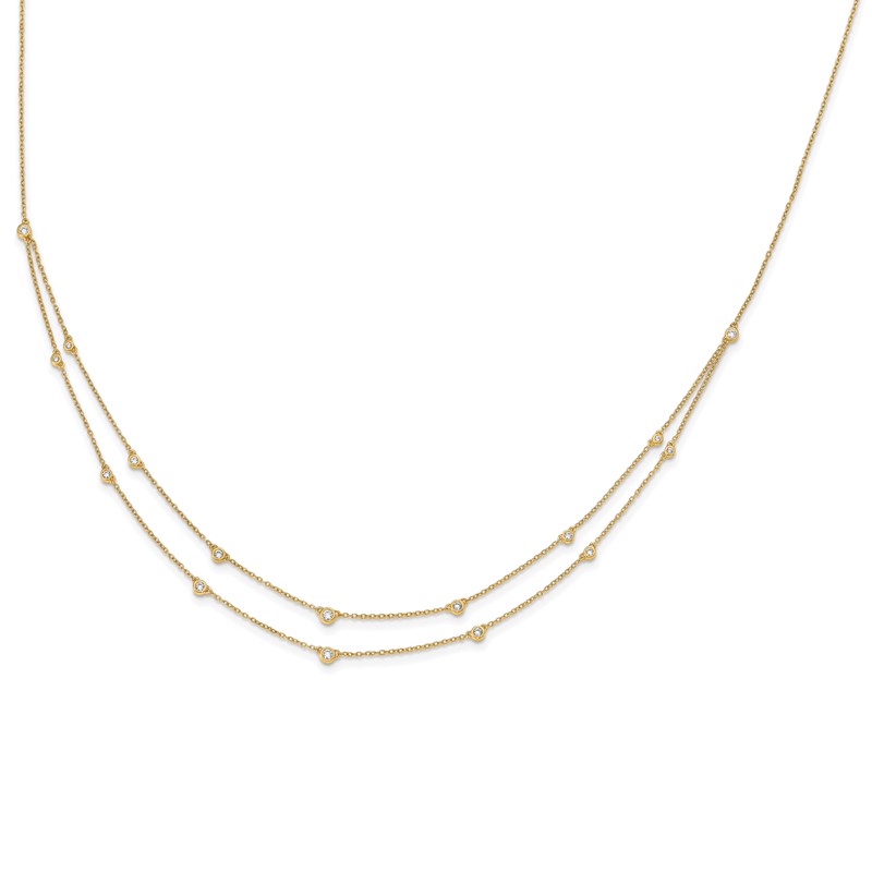 14k 1/2 carat Lab Grown Diamond VS/SI+ G+ Sixteen Station Double Strand 18 inch Necklace