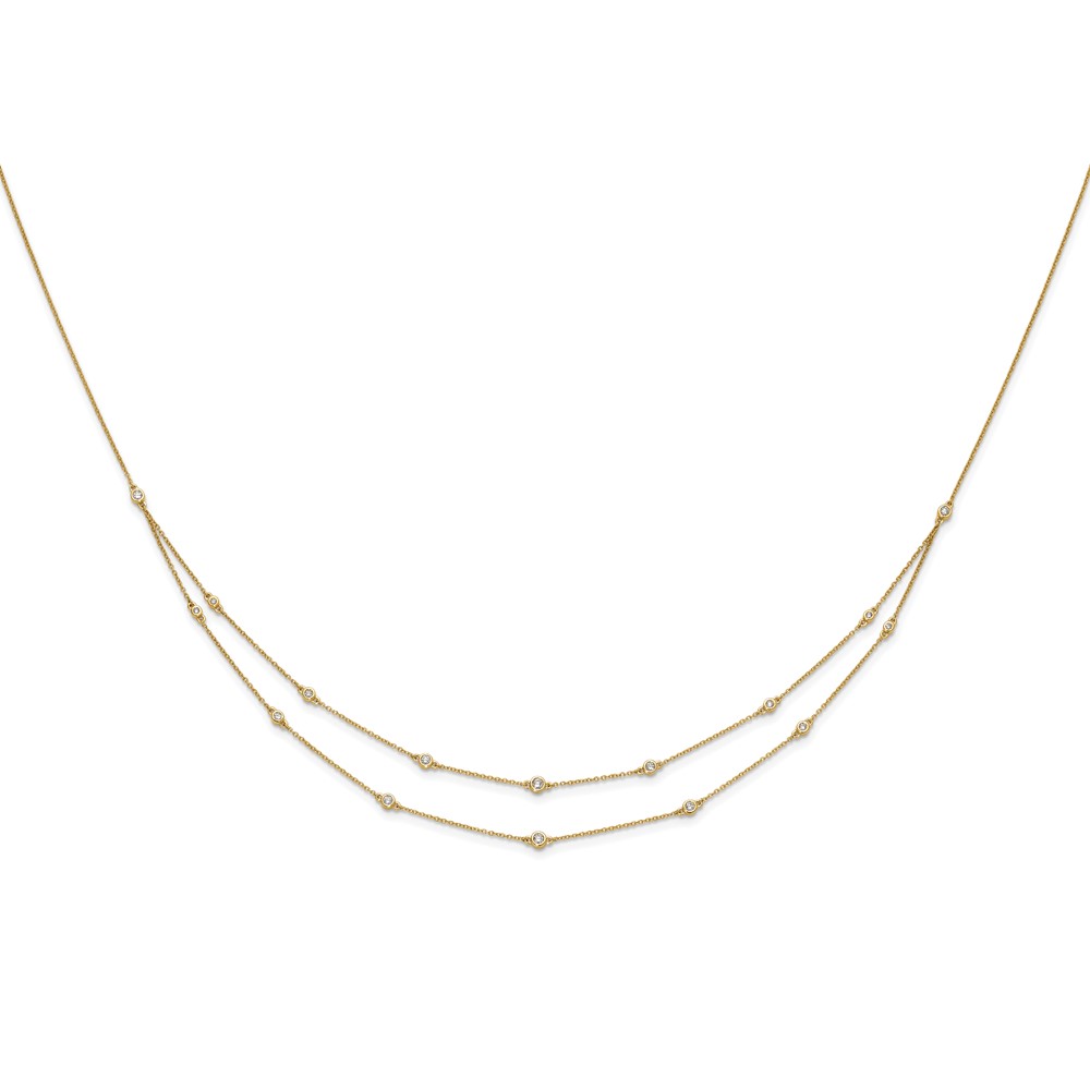 14k Complete 1/2 carat Diamond Multi-Station Double Strand 18 inch Necklace (PM3755-050-YA)
