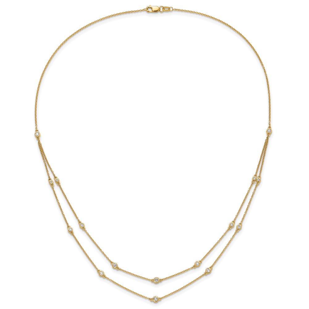14k Complete 1/2 carat Diamond Multi-Station Double Strand 18 inch Necklace (PM3755-050-YA)