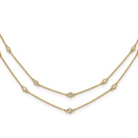 14K Yellow Gold 0.50 Carat Lab Grown Diamond VS SI+ G+ Sixteen Station Double Strand Necklace, 18" view 1