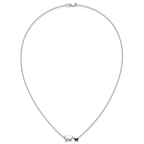 14k White Gold 1/20 carat Black Diamond Mother and Baby Bear 18 in Necklace