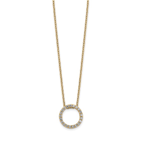 14k Polished 1/4 carat Diamond Circle 18 inch Necklace