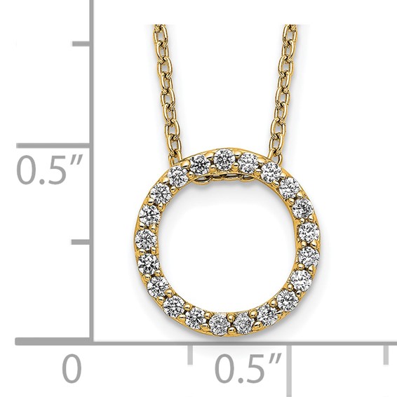 14k Polished 1/4 carat Diamond Circle 18 inch Necklace