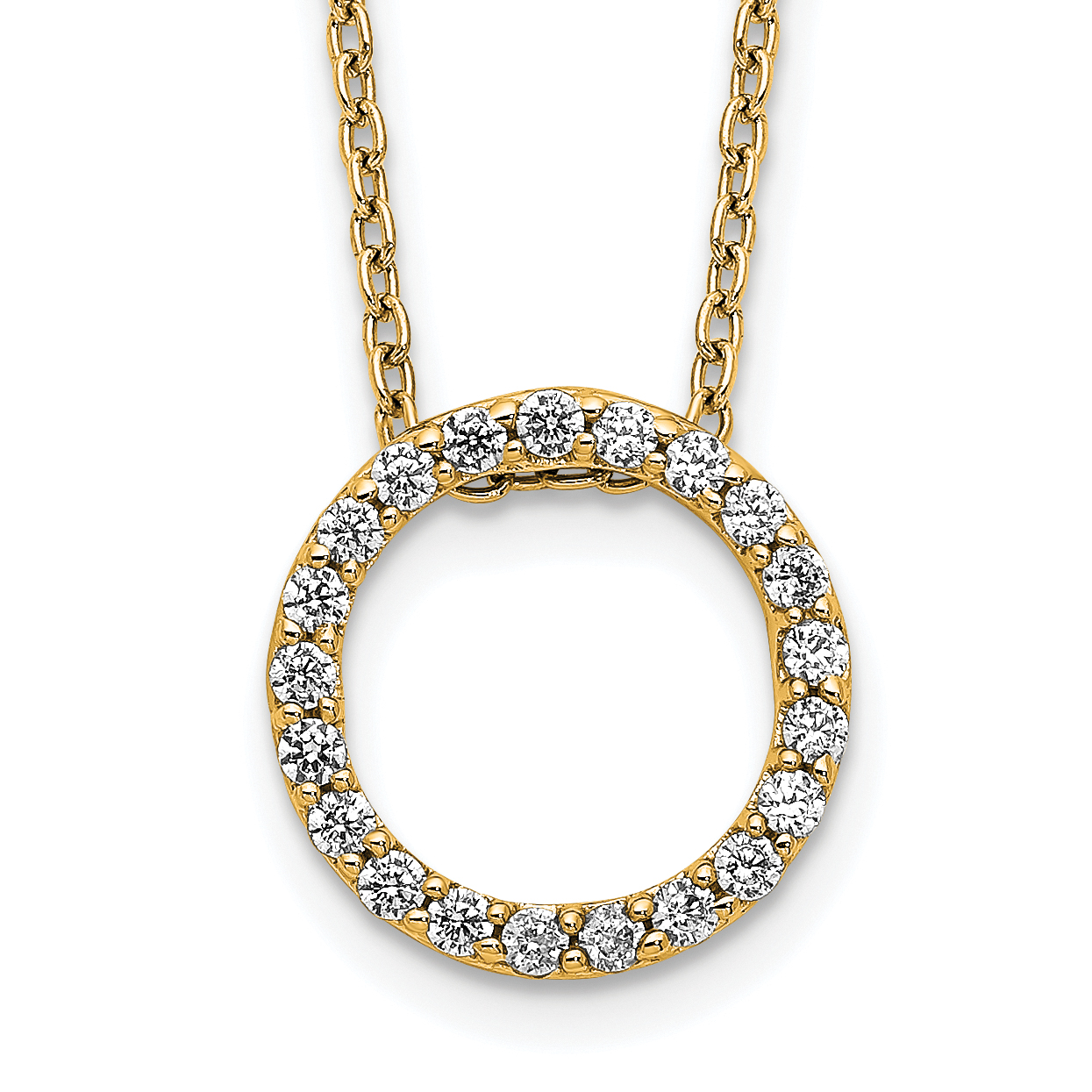 14k Polished 1/4 carat Diamond Circle 18 inch Necklace (PM3781-025-YA)