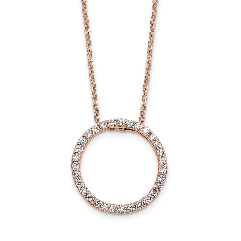 14K Rose Gold 0.50 Carat Lab Grown Diamond VS SI+ G+ Round Pendant Necklace, 18"