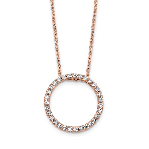 14K Rose Gold 0.50 Carat Lab Grown Diamond VS SI+ G+ Round Pendant Necklace, 18"
