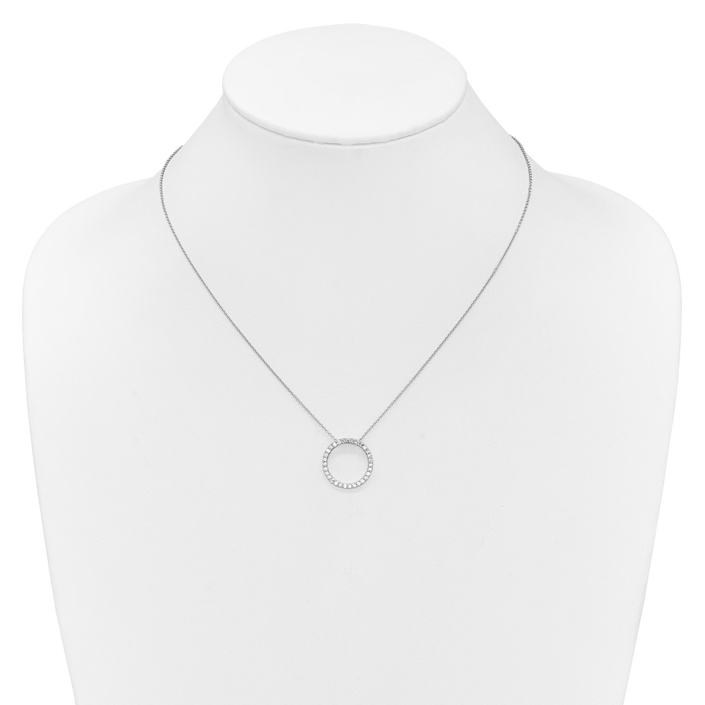 14k White Gold 1/2 carat Diamond Circle 18 inch Necklace (PM3781-050-WA)